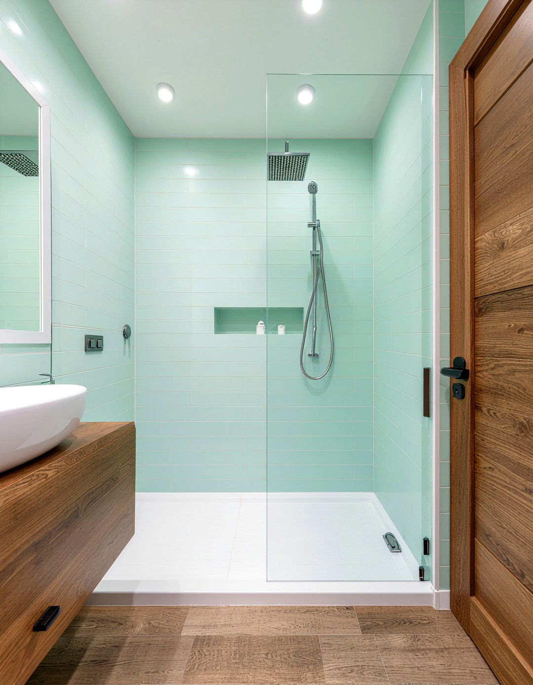 Mint green shower tile - 30 mint green bathroom ideas