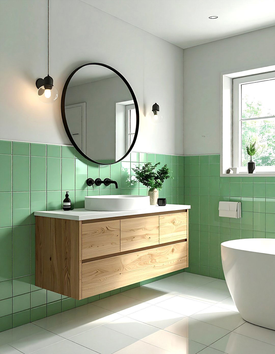 Mint green tile bathroom - 30 pastel bathroom ideas
