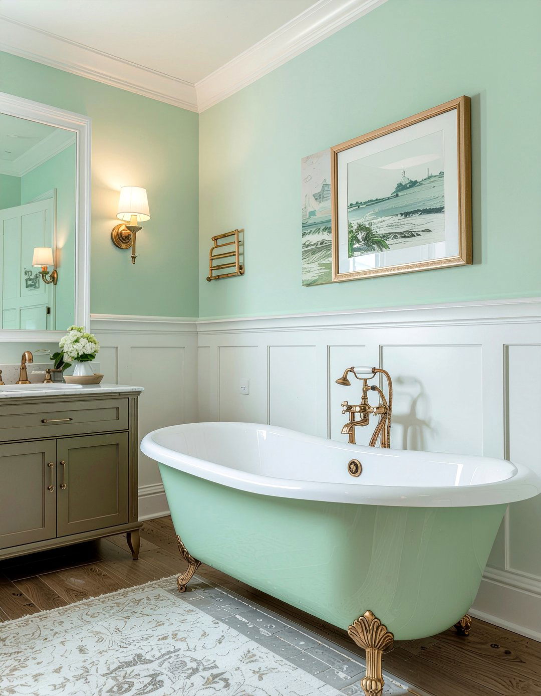 Mint green wainscoting bathroom - 30 mint green bathroom ideas