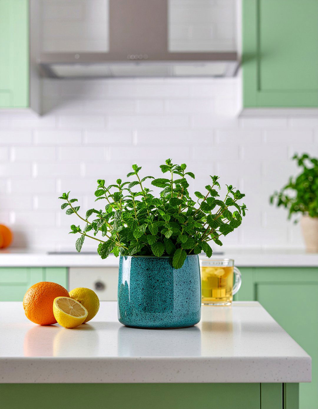 Mint plant for indoor kitchen - 30 kitchen potted plant ideas