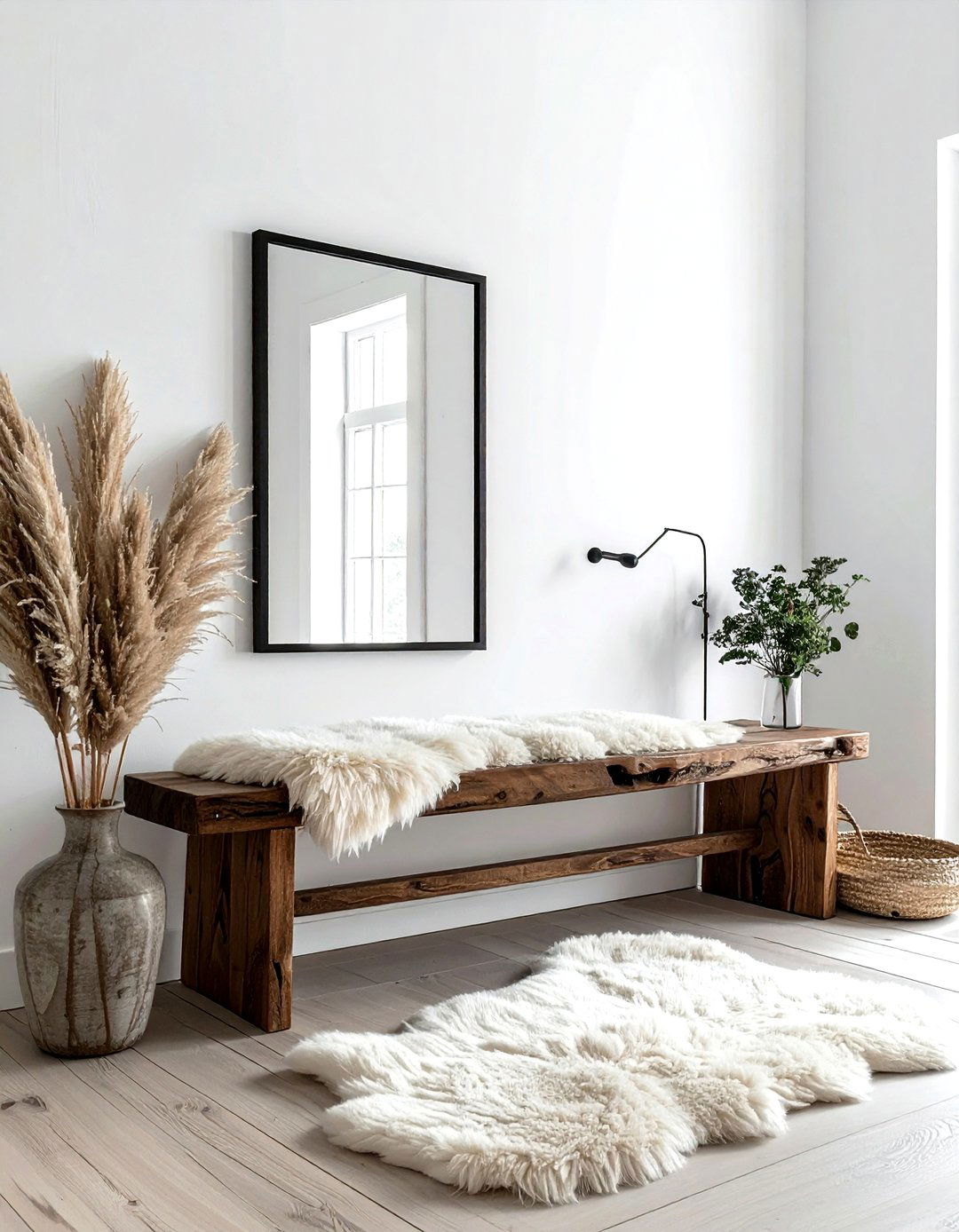 Mirror And Bench - 30 corner vignette ideas