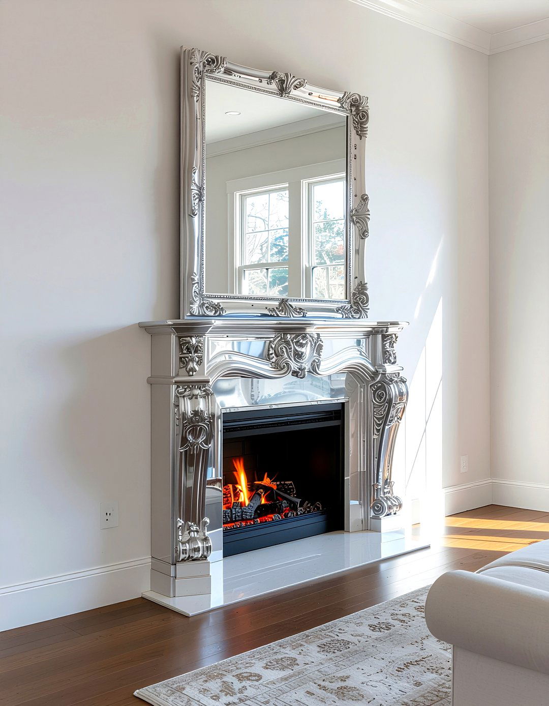 Mirror Backed Faux Fireplace - 30 faux fireplace ideas