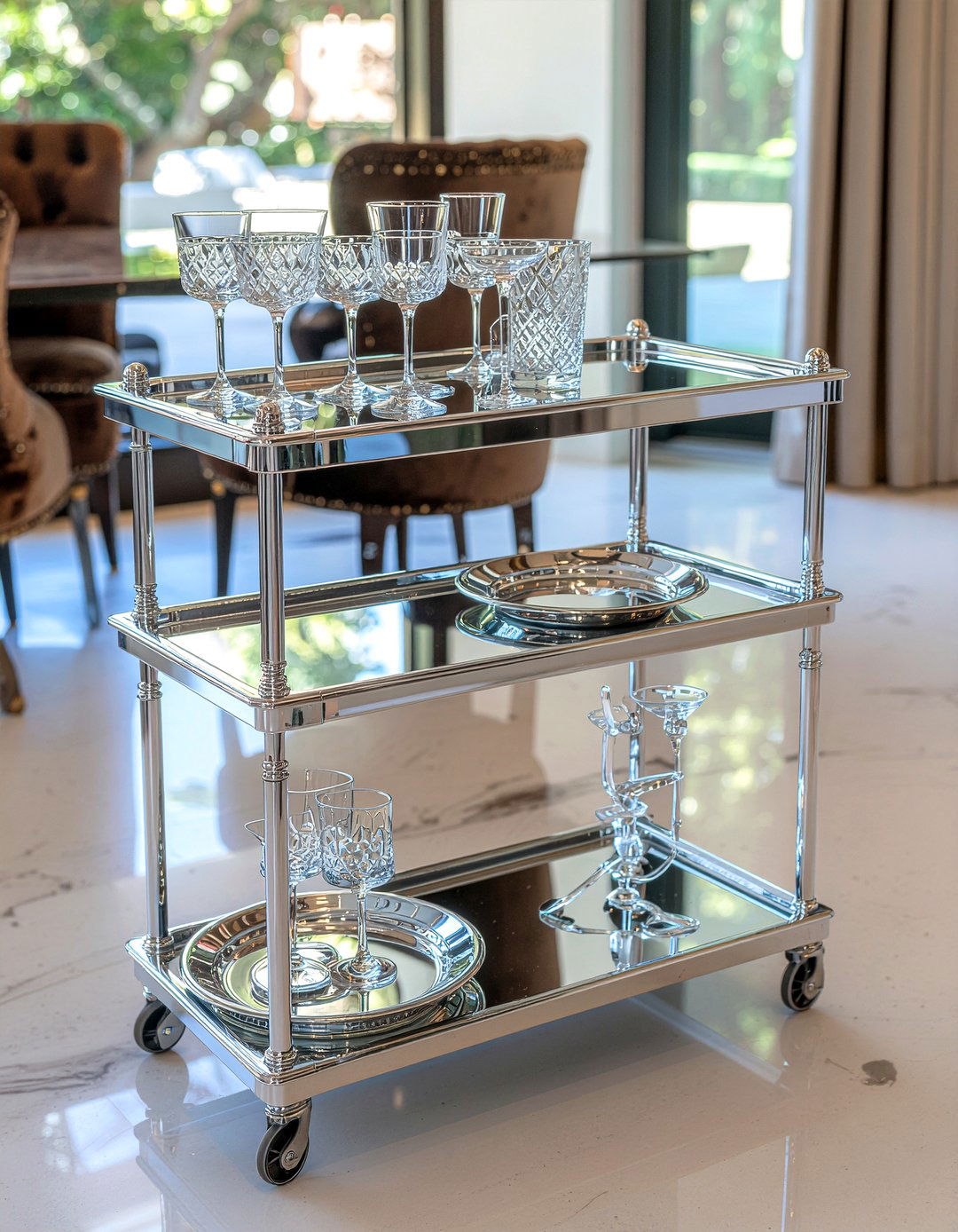 Mirror Bar Cart - 30 dining room bar cart ideas