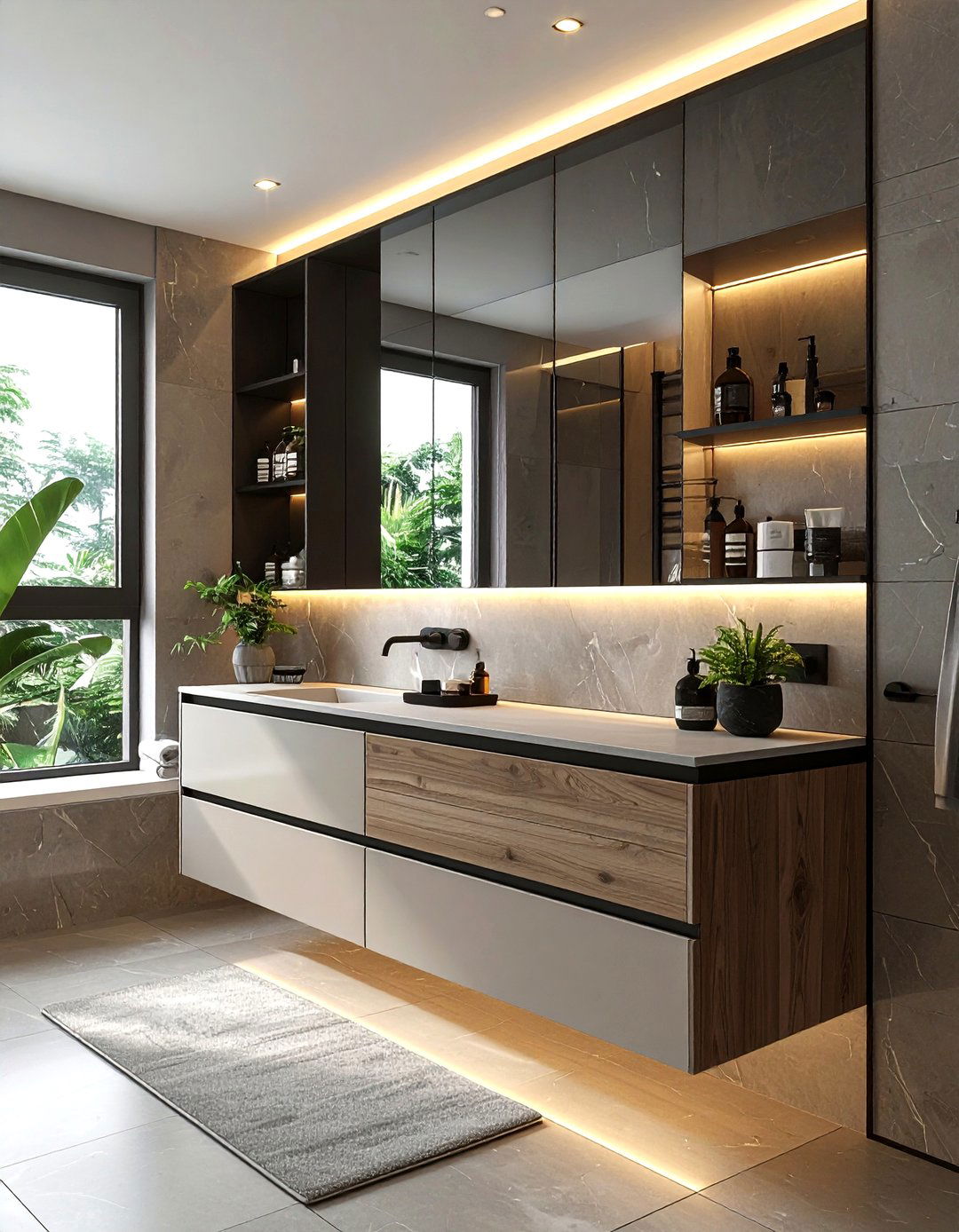 Mirror Cabinet Combo - 30 bathroom cabinet storage ideas