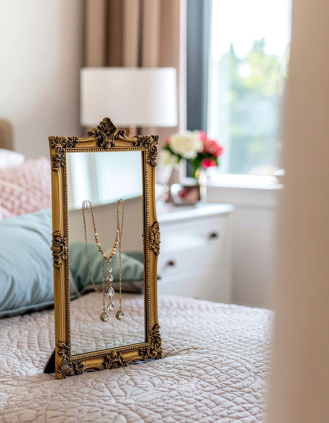 Mirror Frame Jewelry Organizer - 30 upcycled bedroom ideas