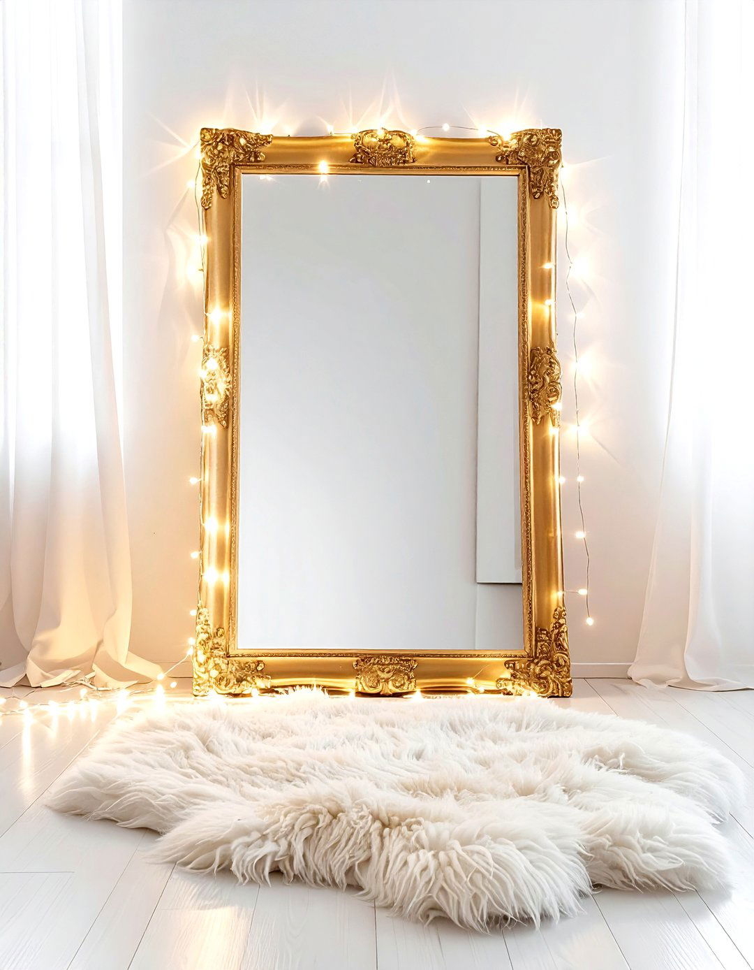 Mirror Frame Light - 30 string light ideas