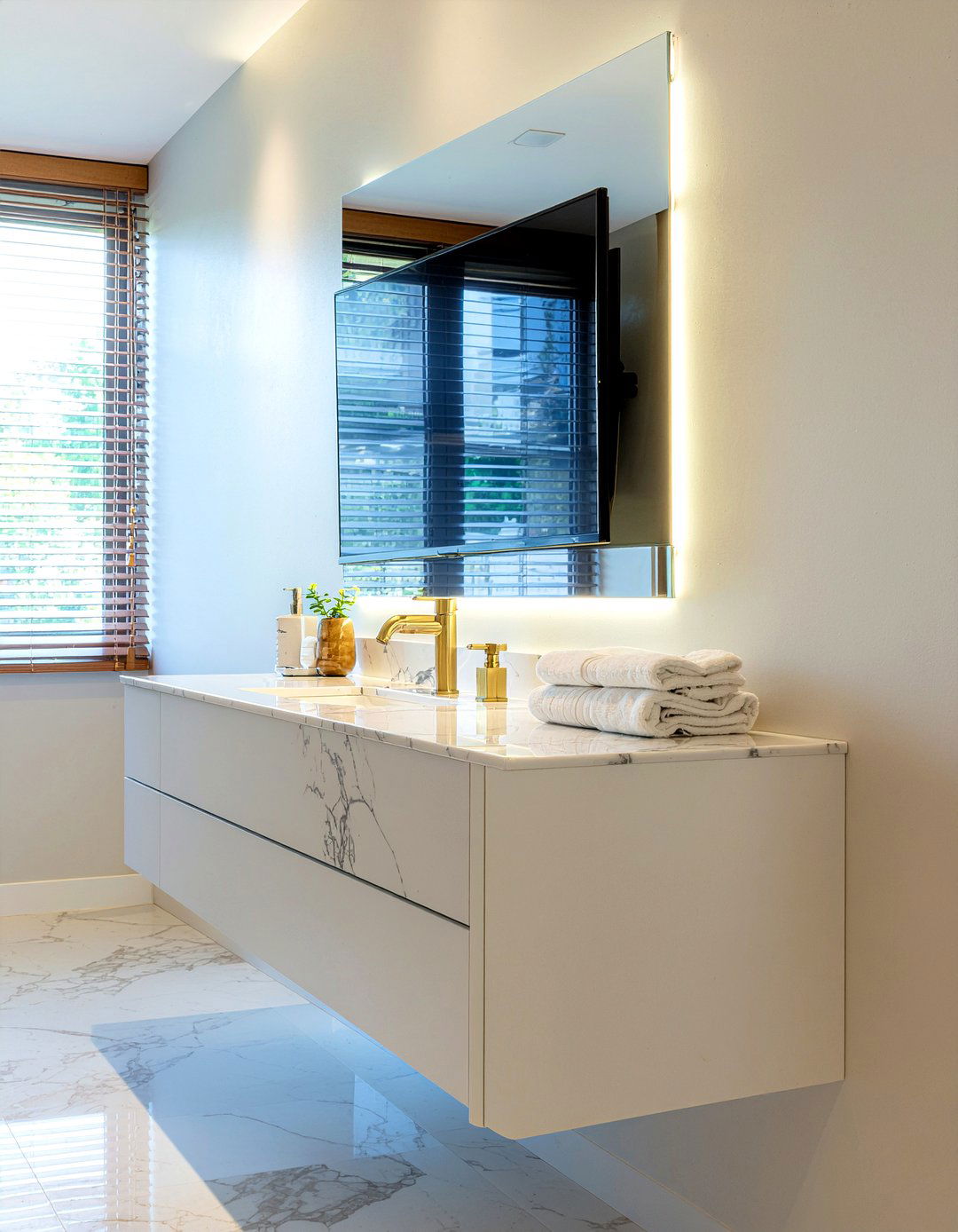 Mirror TV - 30 bathroom TV ideas