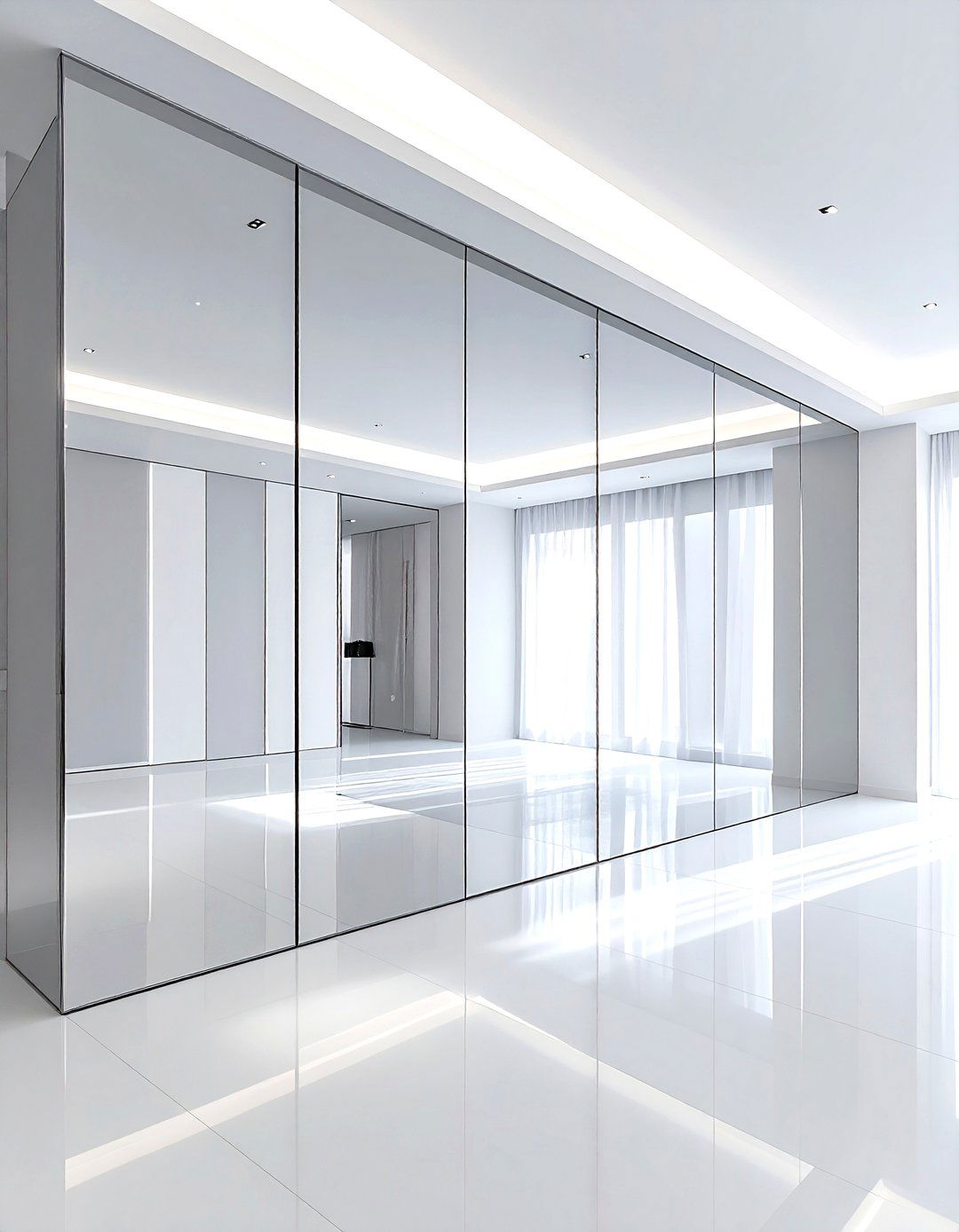 Mirror Wall Divider - 30 living room partition ideas