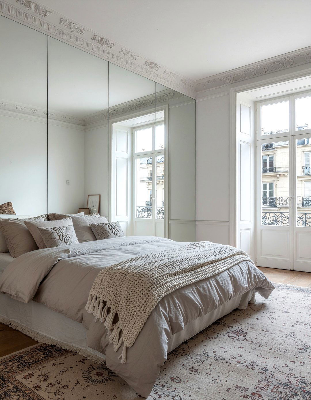 Mirror Wall Panel - 30 bedroom zoning ideas