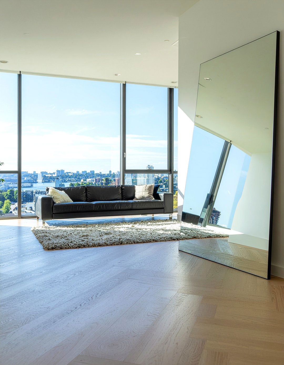 Mirror Wall Placement - 30 townhouse living room ideas