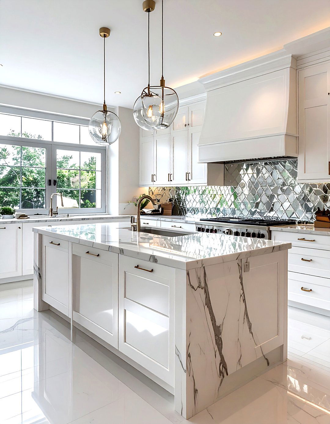 Mirror backsplash kitchen - 30 white kitchen decor ideas