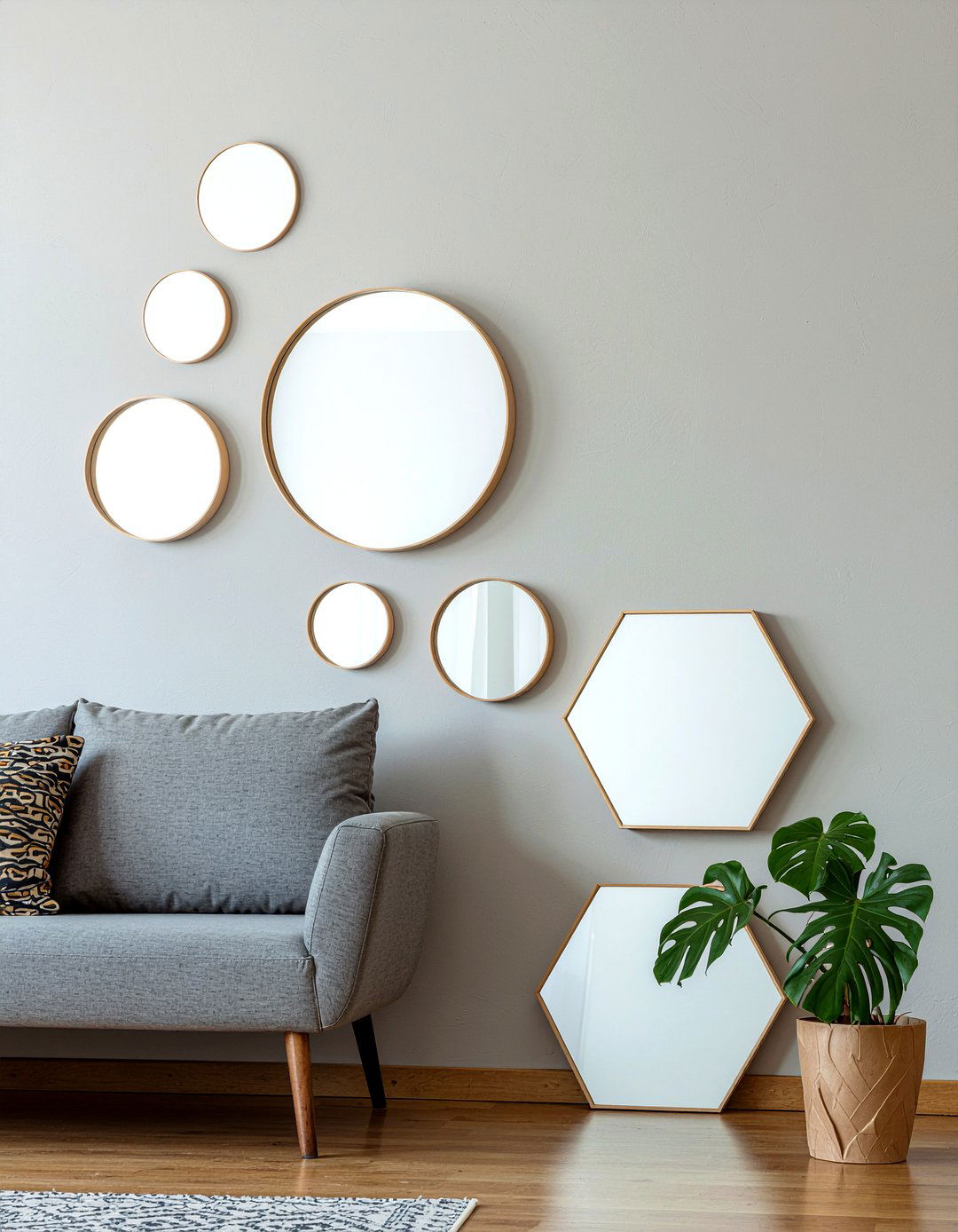 Mirror gallery wall - 30 living room wall decor ideas