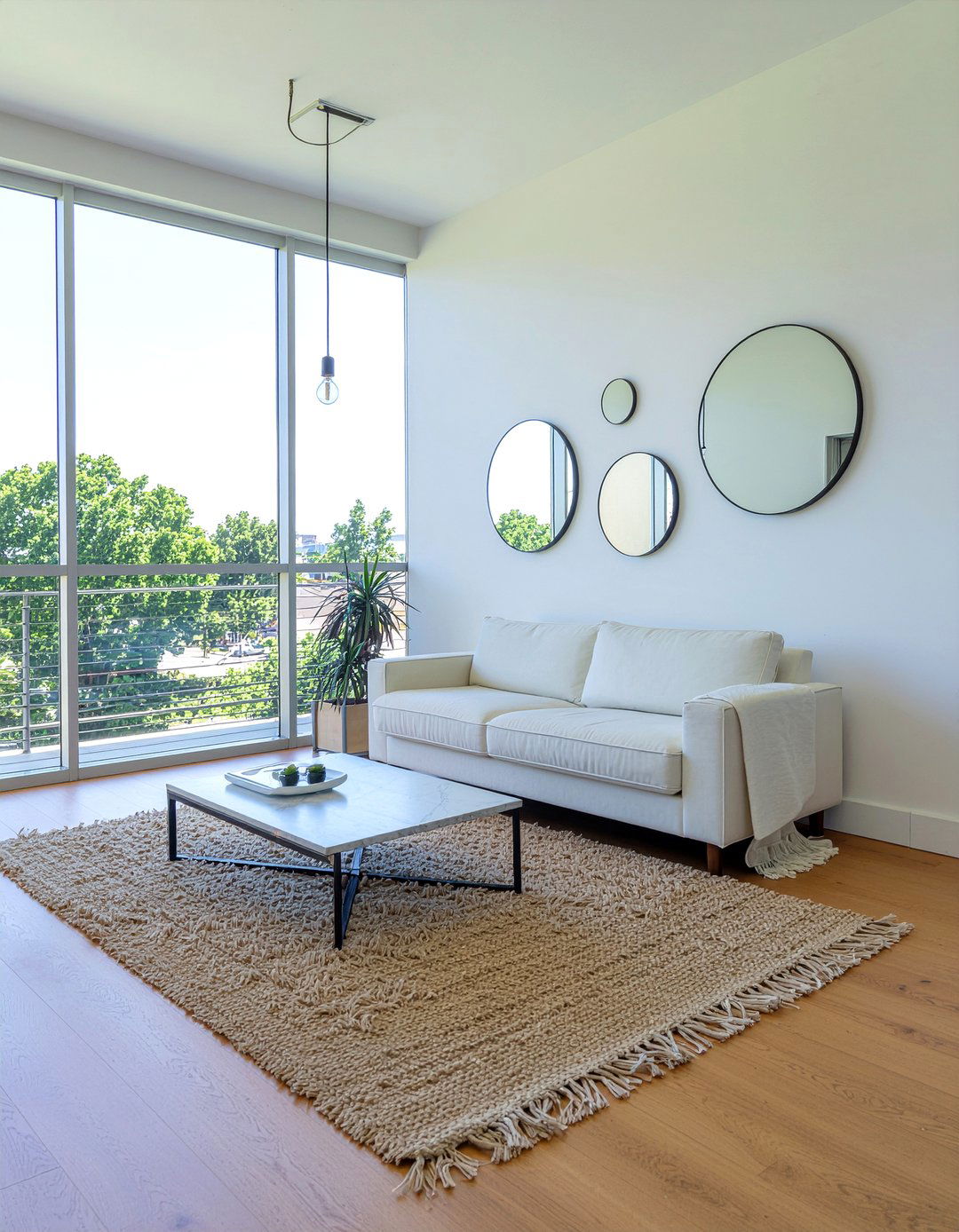 Mirror gallery wall - 30 rental apartment living room ideas