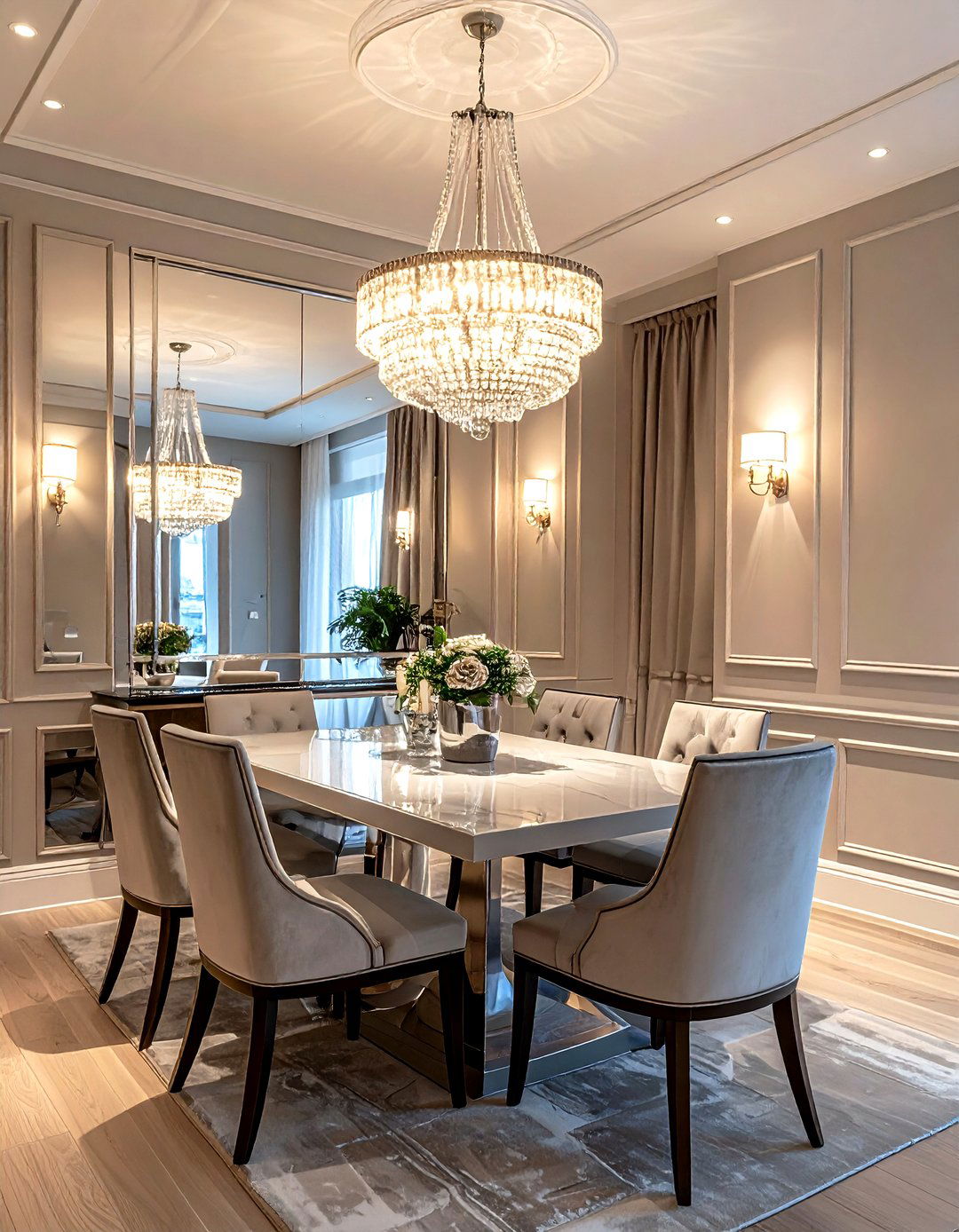 Mirror reflection lighting - 30 dining room layered lighting ideas