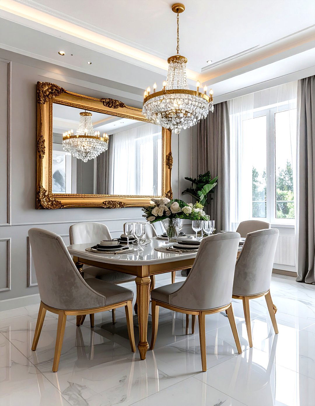 Mirror wall decor - 30 intimate dining room ideas