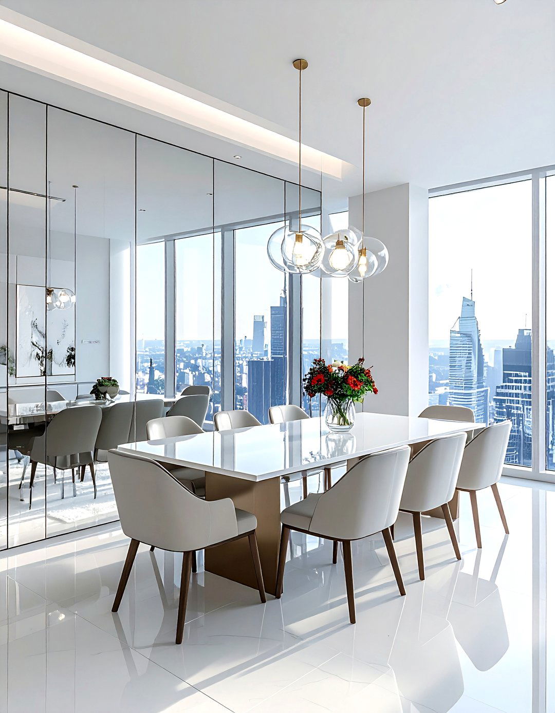 Mirror wall dining room - 30 Park Avenue dining room ideas