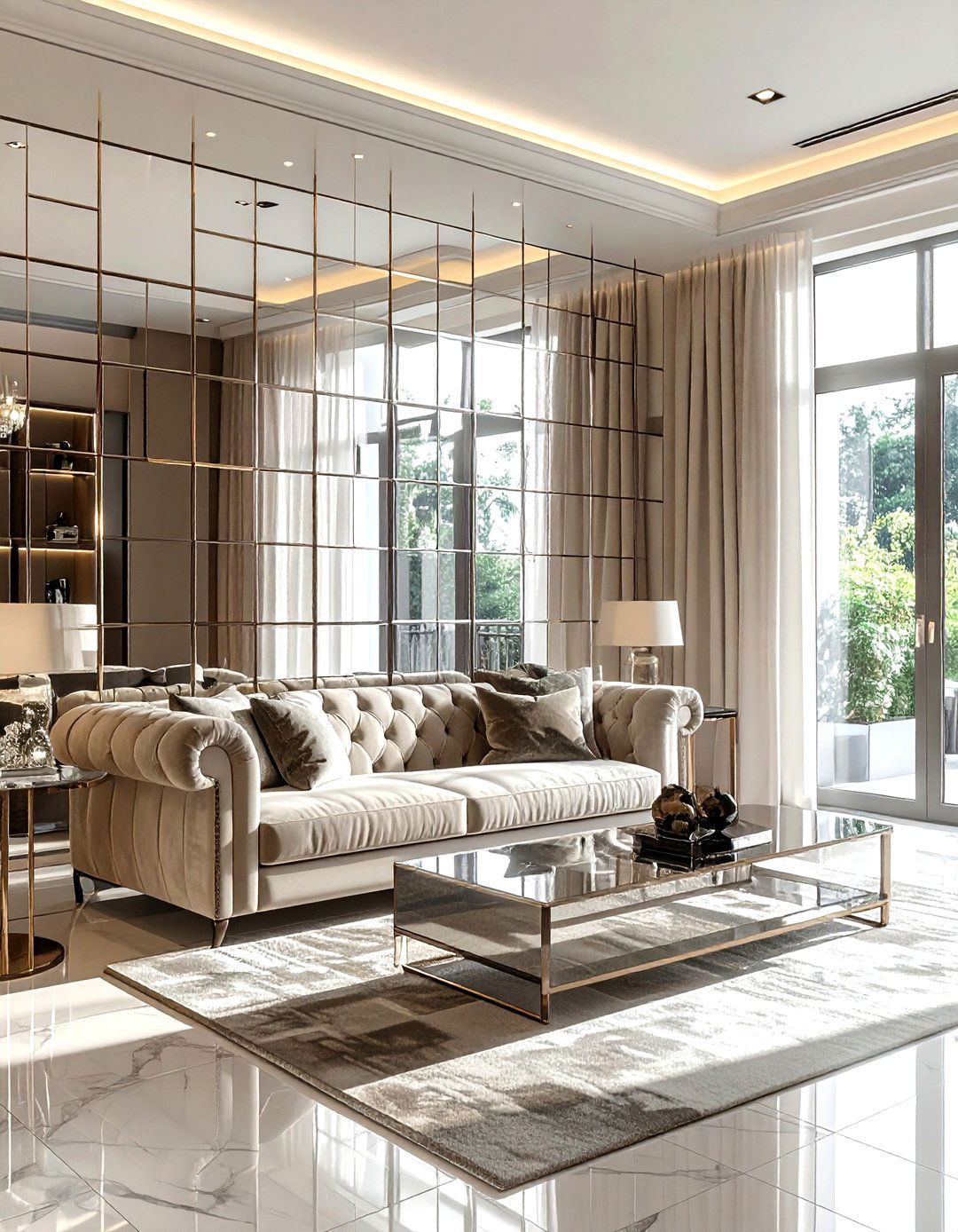 Mirror wall panels - 30 living room textured walls