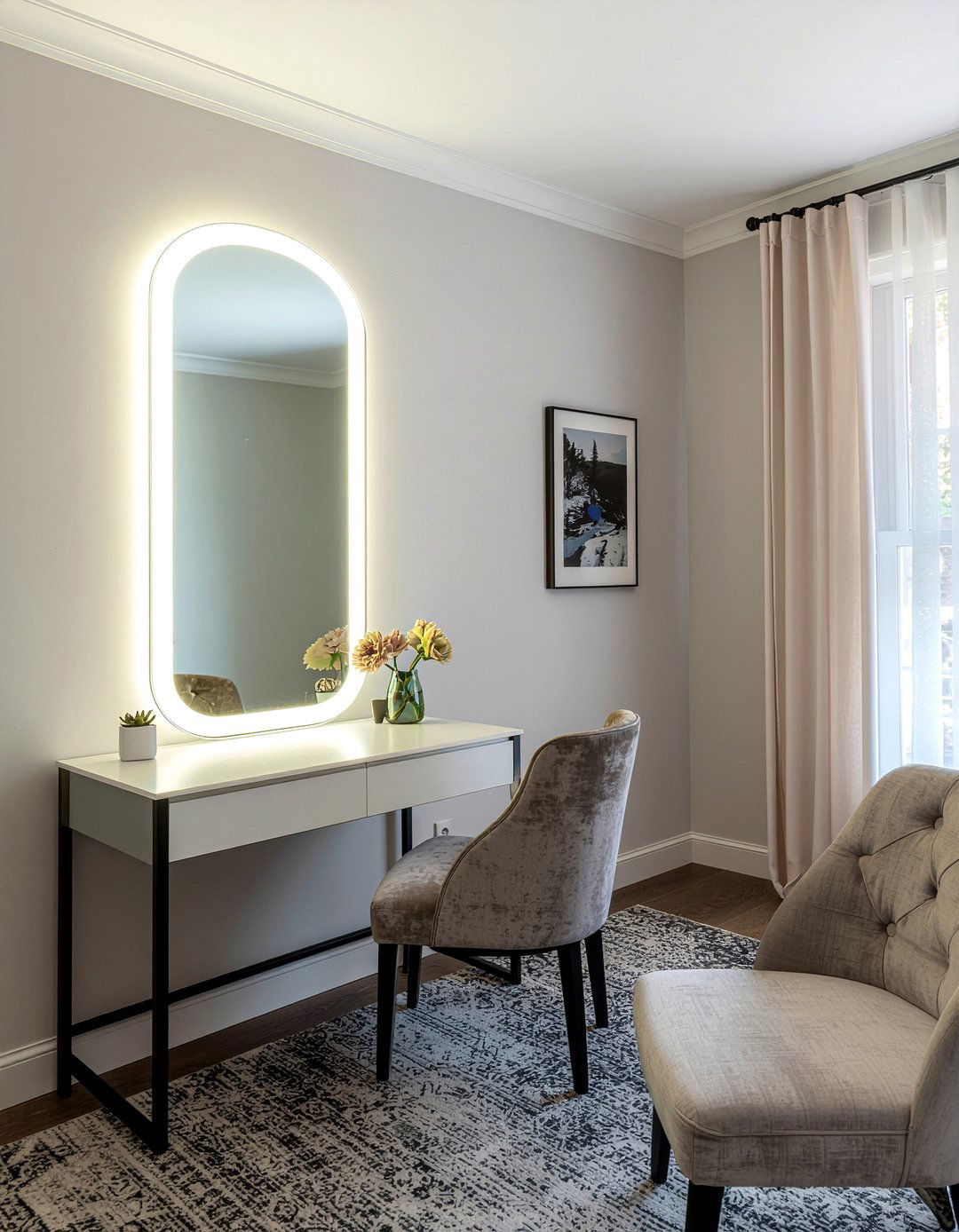 Mirror with led strip lights - 30 bedroom led strip lights ideas