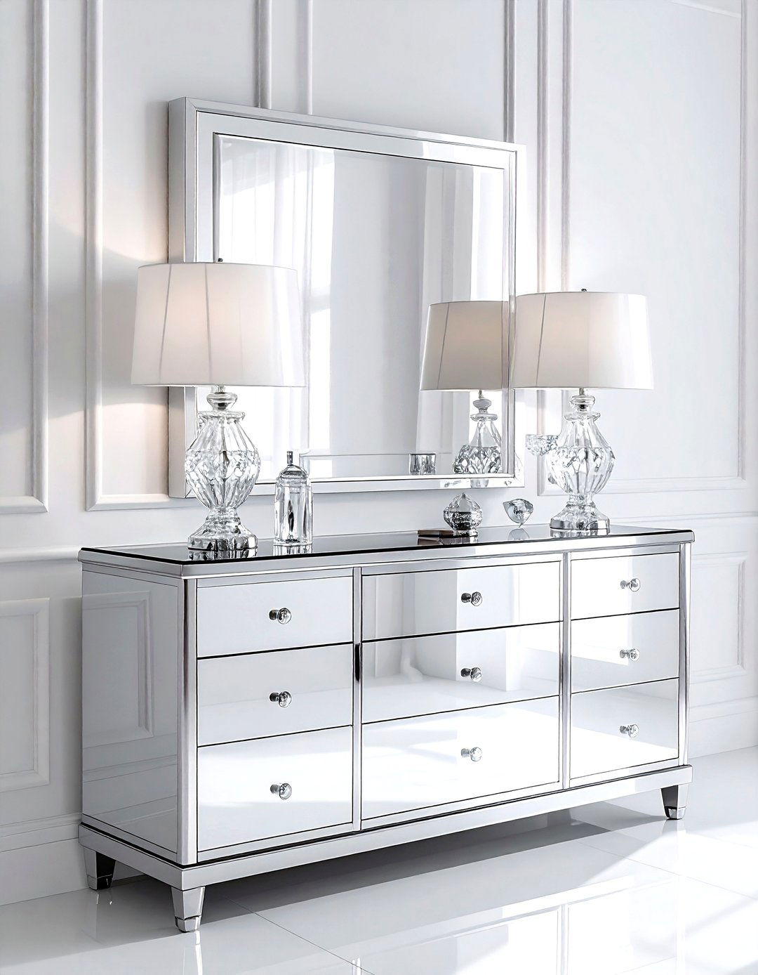 Mirrored Accent Cabinet - 30 living room cabinet ideas