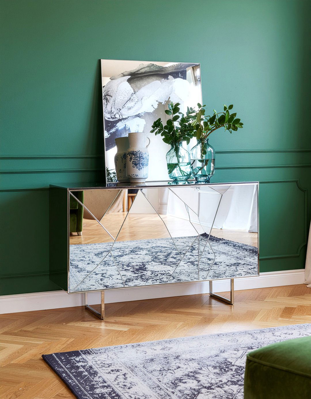 Mirrored Accent Cabinet - 30 living room mirrored furniture ideas