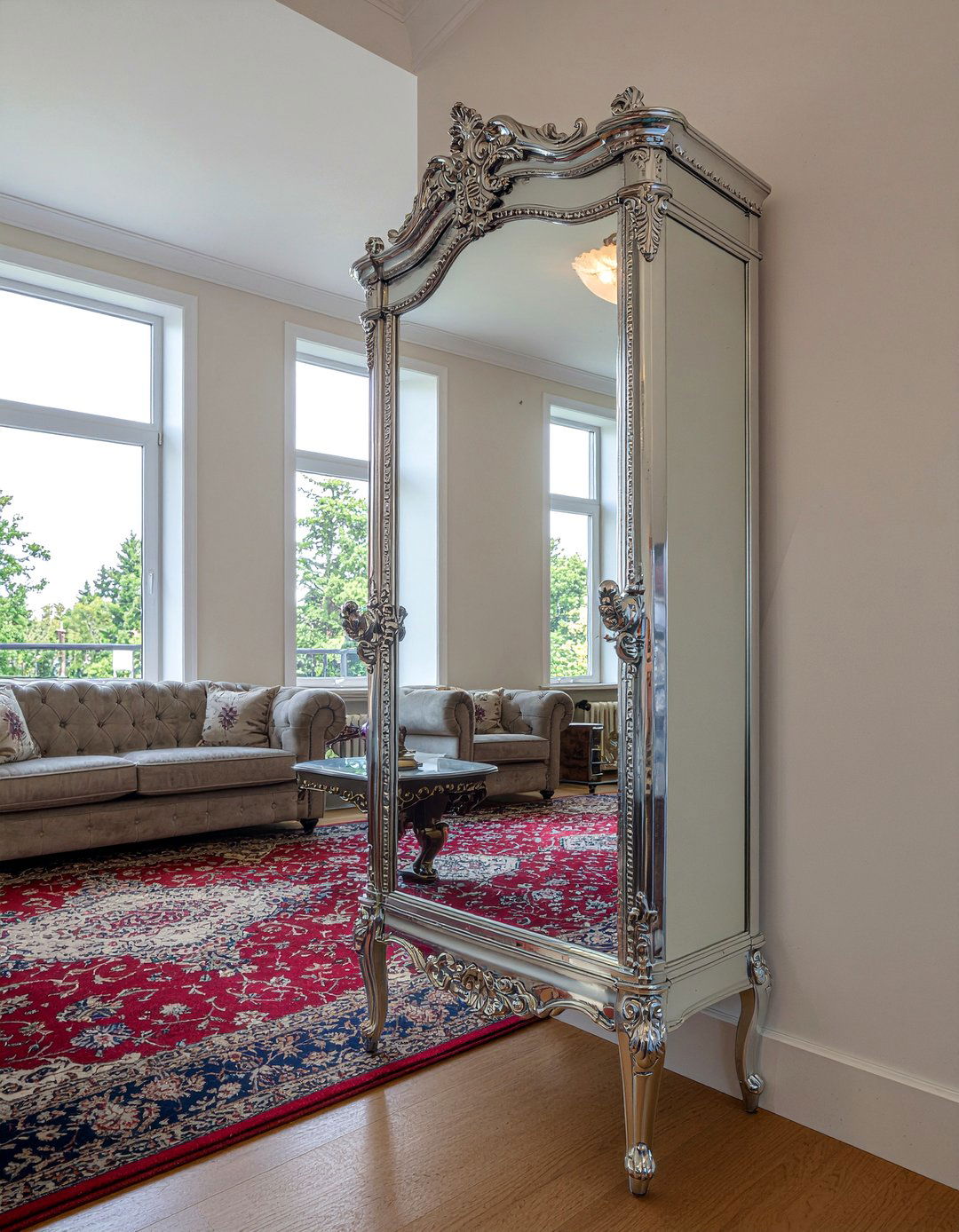 Mirrored Armoire - 30 living room mirrored furniture ideas