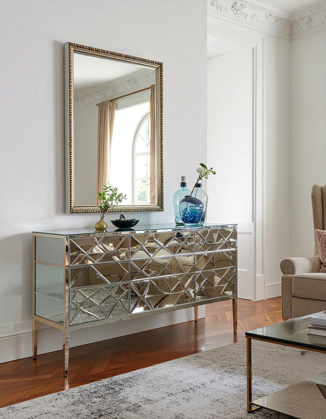 Mirrored Back Curio Cabinet - 30 living room curio cabinet ideas