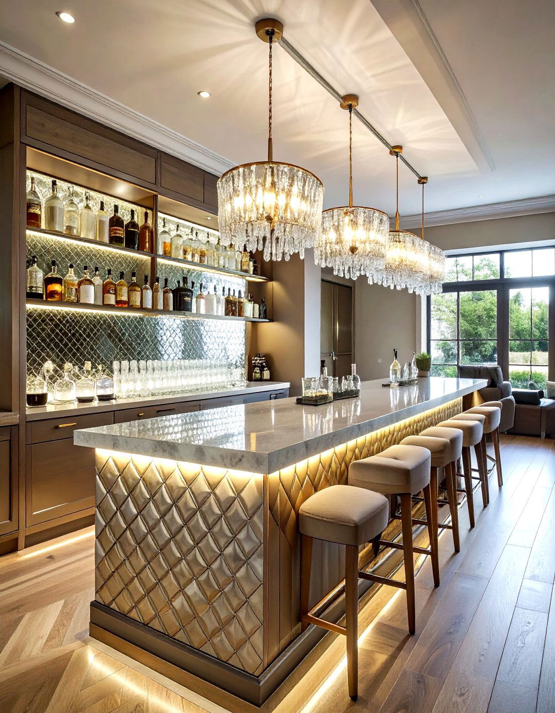 Mirrored Backsplash Dry Bar - 30 dining room dry bar ideas