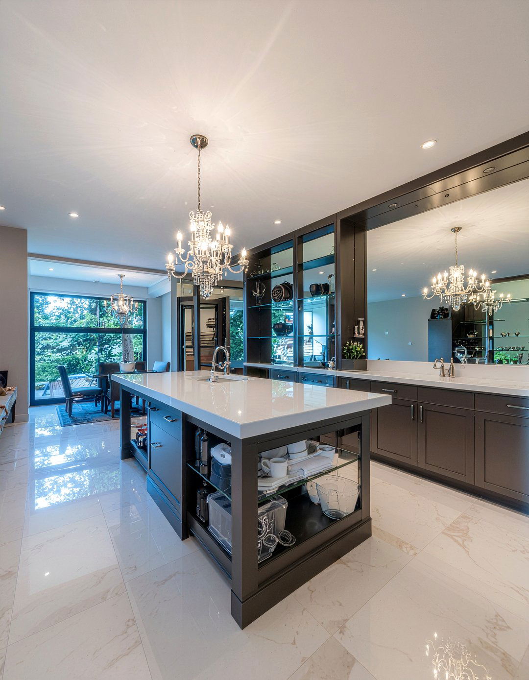 Mirrored Backsplash Wet Bar - 30 dining room wet bar ideas