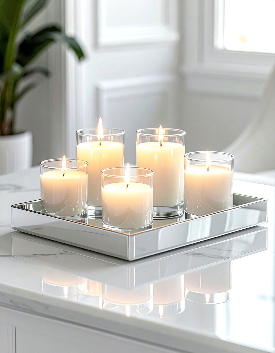 Mirrored Candle Plate - 30 living room candle ideas