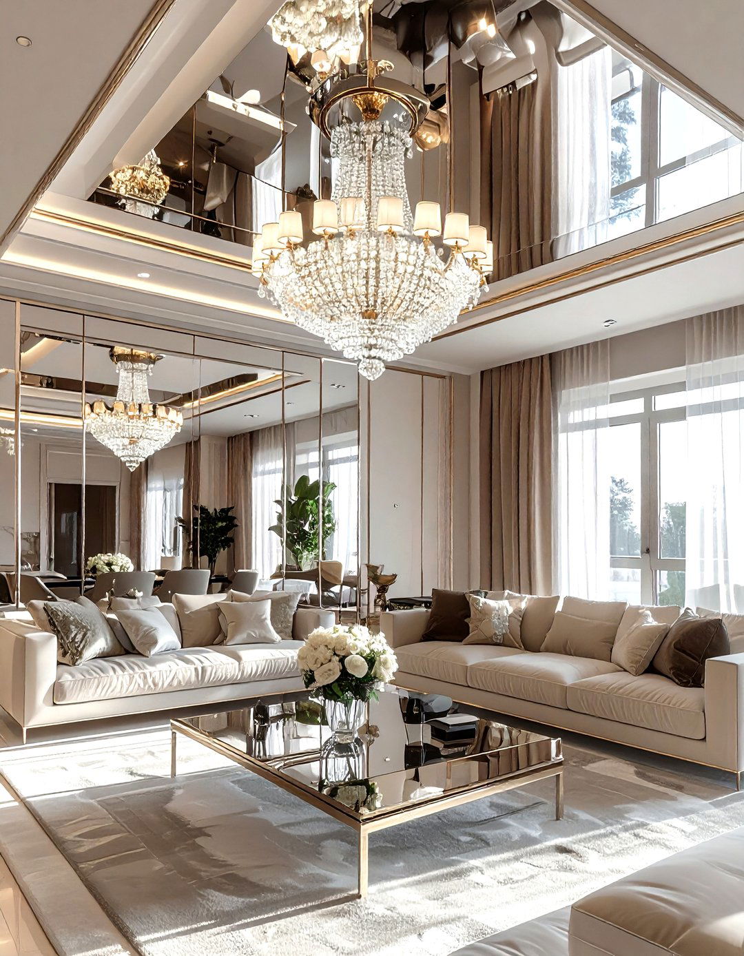 Mirrored Ceiling - 30 living room ceiling ideas