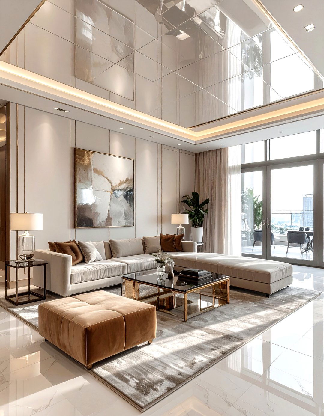 Mirrored Ceiling Tile - 30 living room ceiling tile ideas