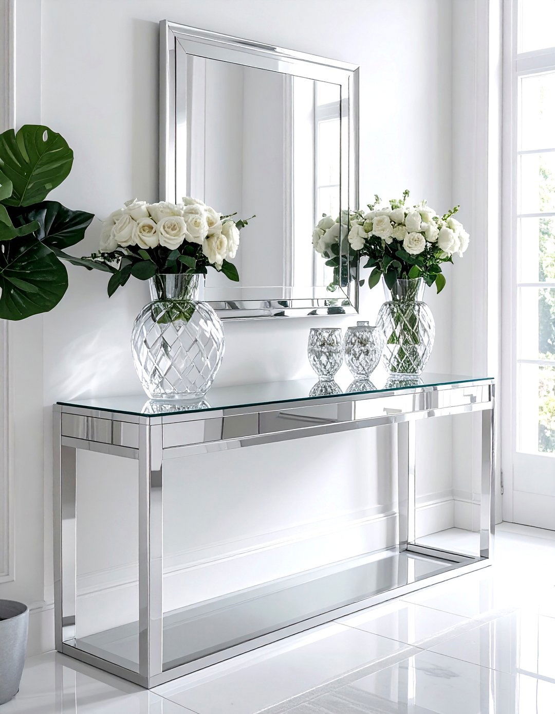 Mirrored Console Table - 30 living room hallway table ideas
