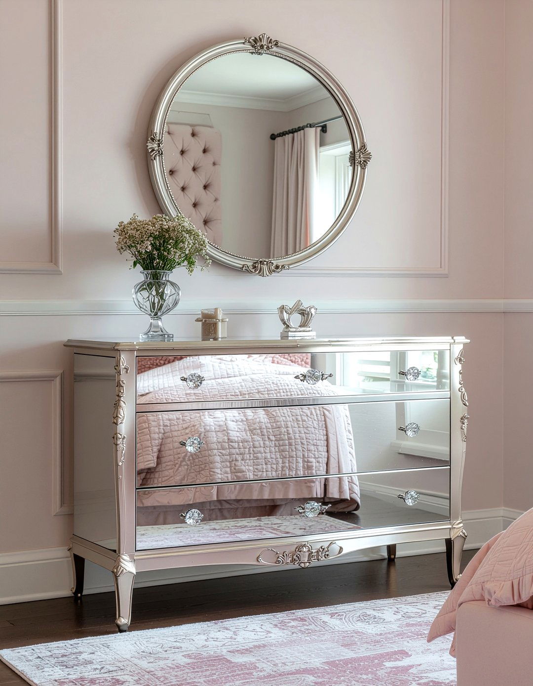 Mirrored Dresser With Crystal Knobs - 30 bedroom mirrored dressers