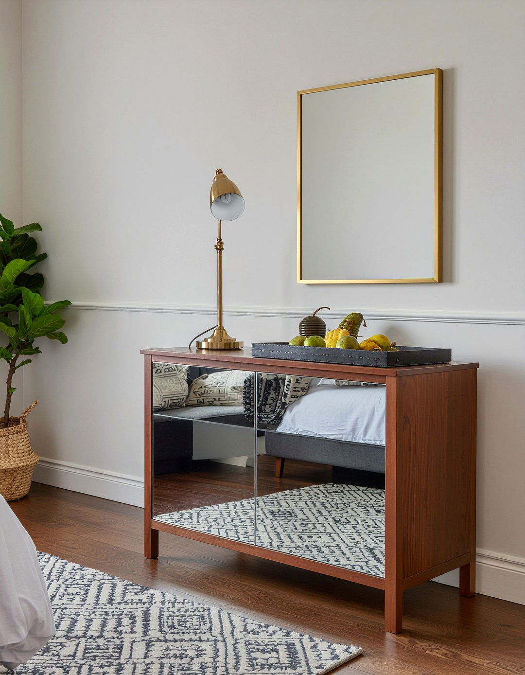 Mirrored Dresser With Wood Trim - 30 bedroom mirrored dressers