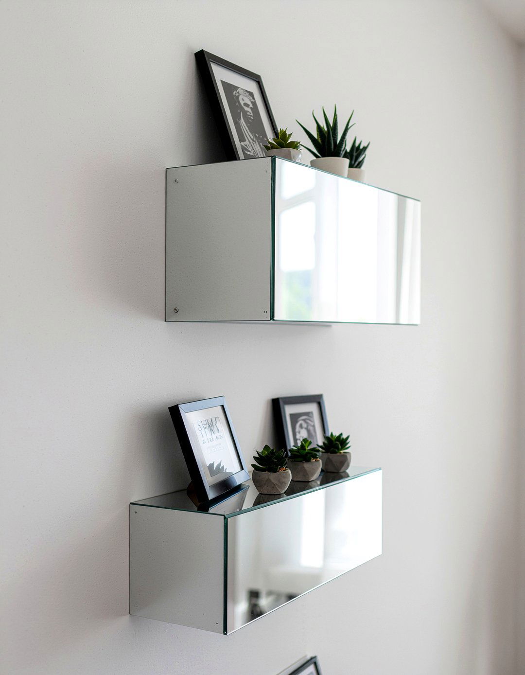 Mirrored Floating Shelf - 30 bedroom mirrored furniture ideas
