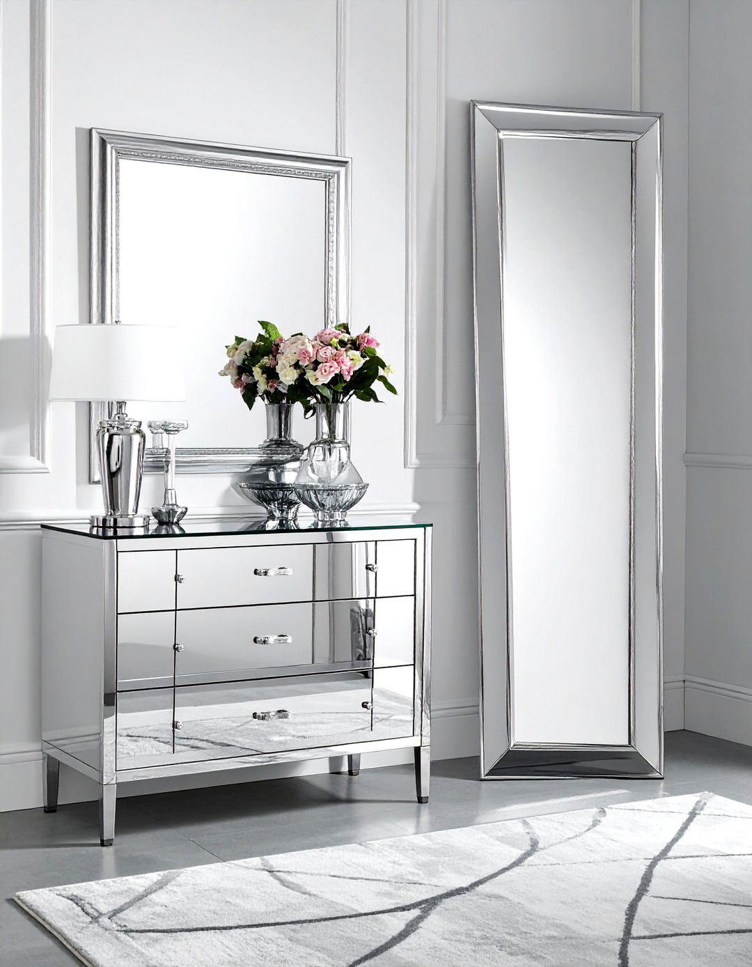 Mirrored Furniture Accents - 30 plush bedroom ideas