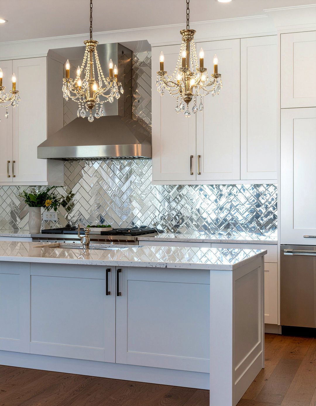 Mirrored Herringbone Backsplash - 30 herringbone backsplash kitchen ideas