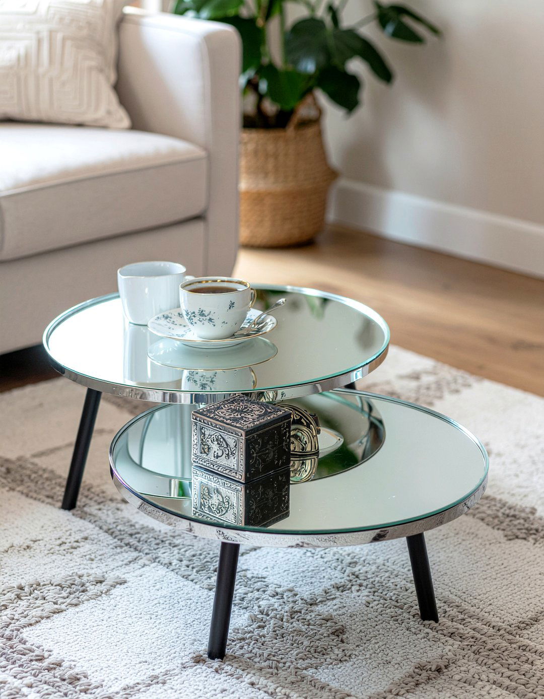 Mirrored Nesting Tables - 30 living room mirrored furniture ideas