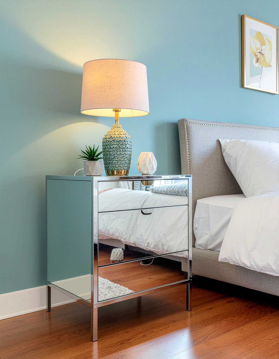 Mirrored Nightstand With Drawers - 30 bedroom mirrored nightstands