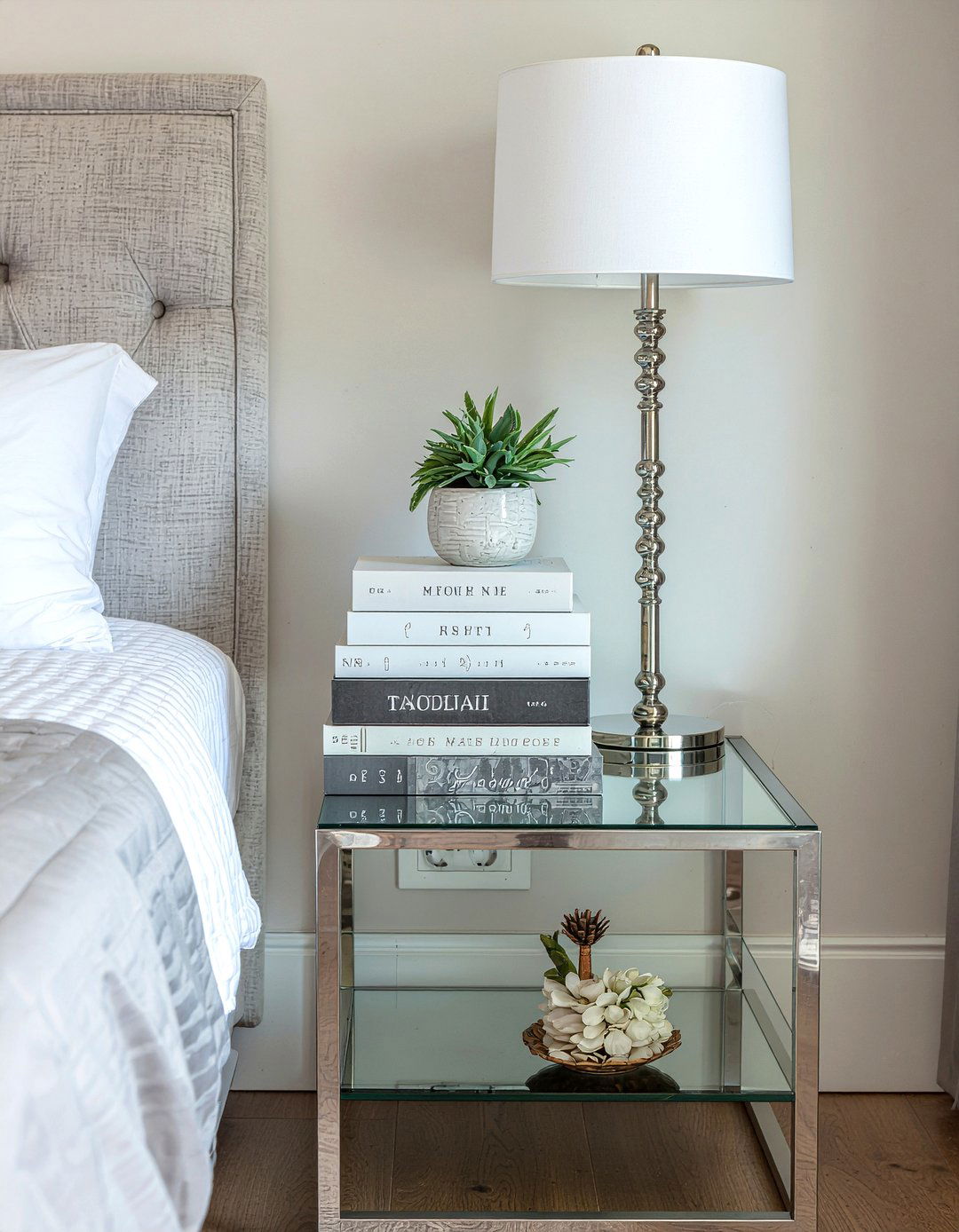 Mirrored Nightstand With Shelf - 30 bedroom mirrored nightstands