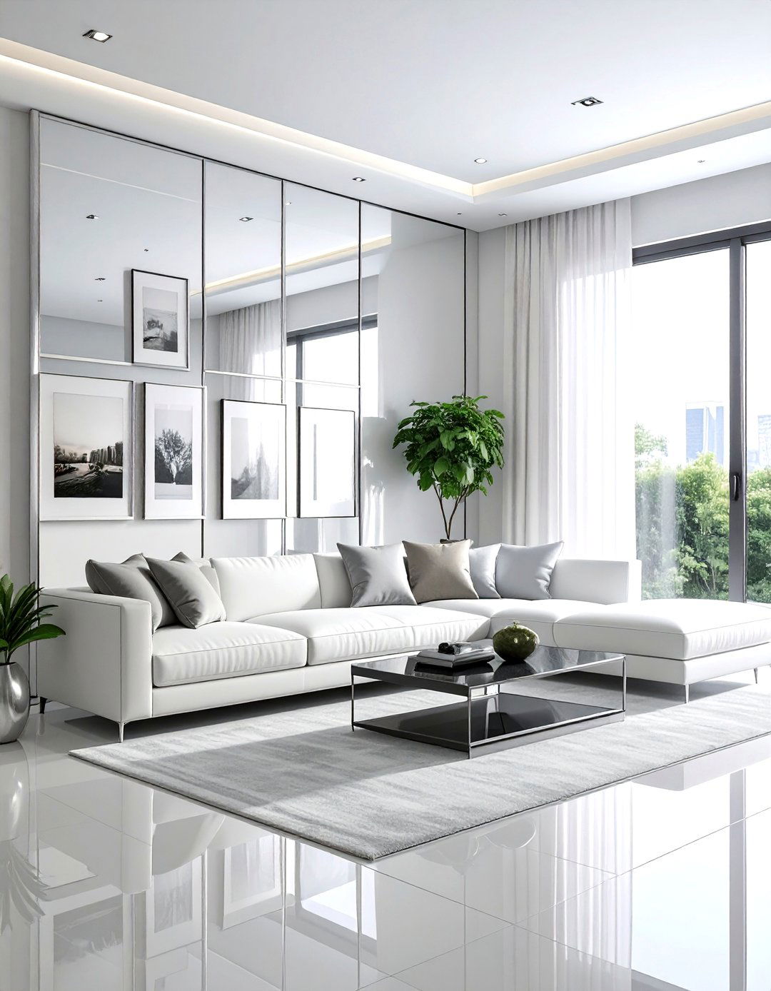 Mirrored Photo Display - 30 photo wall ideas