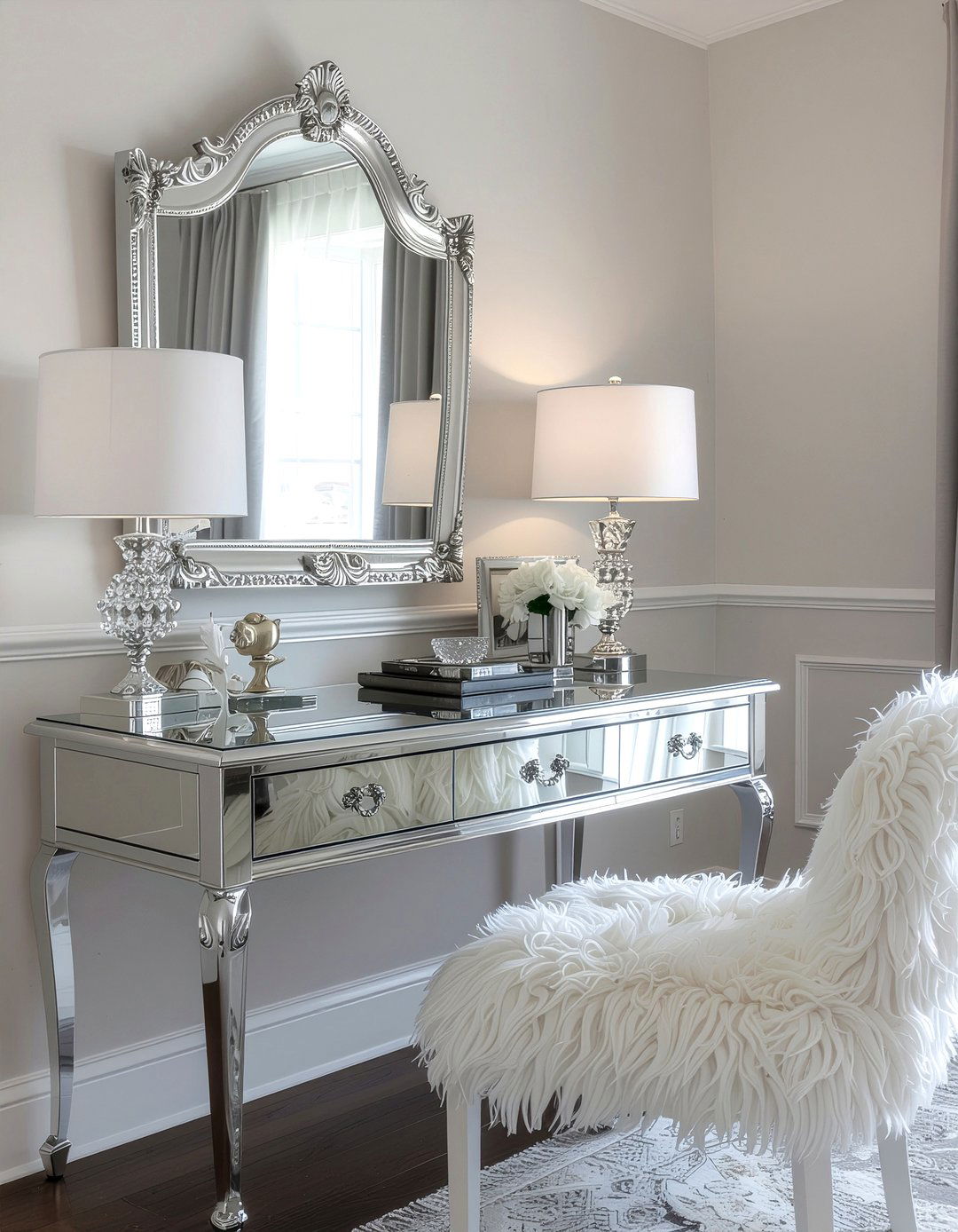 Mirrored Secretary Desk - 30 bedroom secretary desks