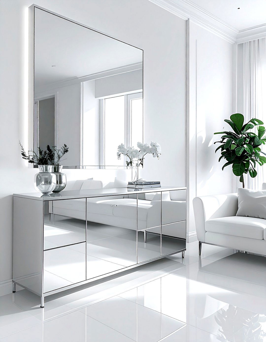 Mirrored Sideboard - 30 living room modern furniture ideas