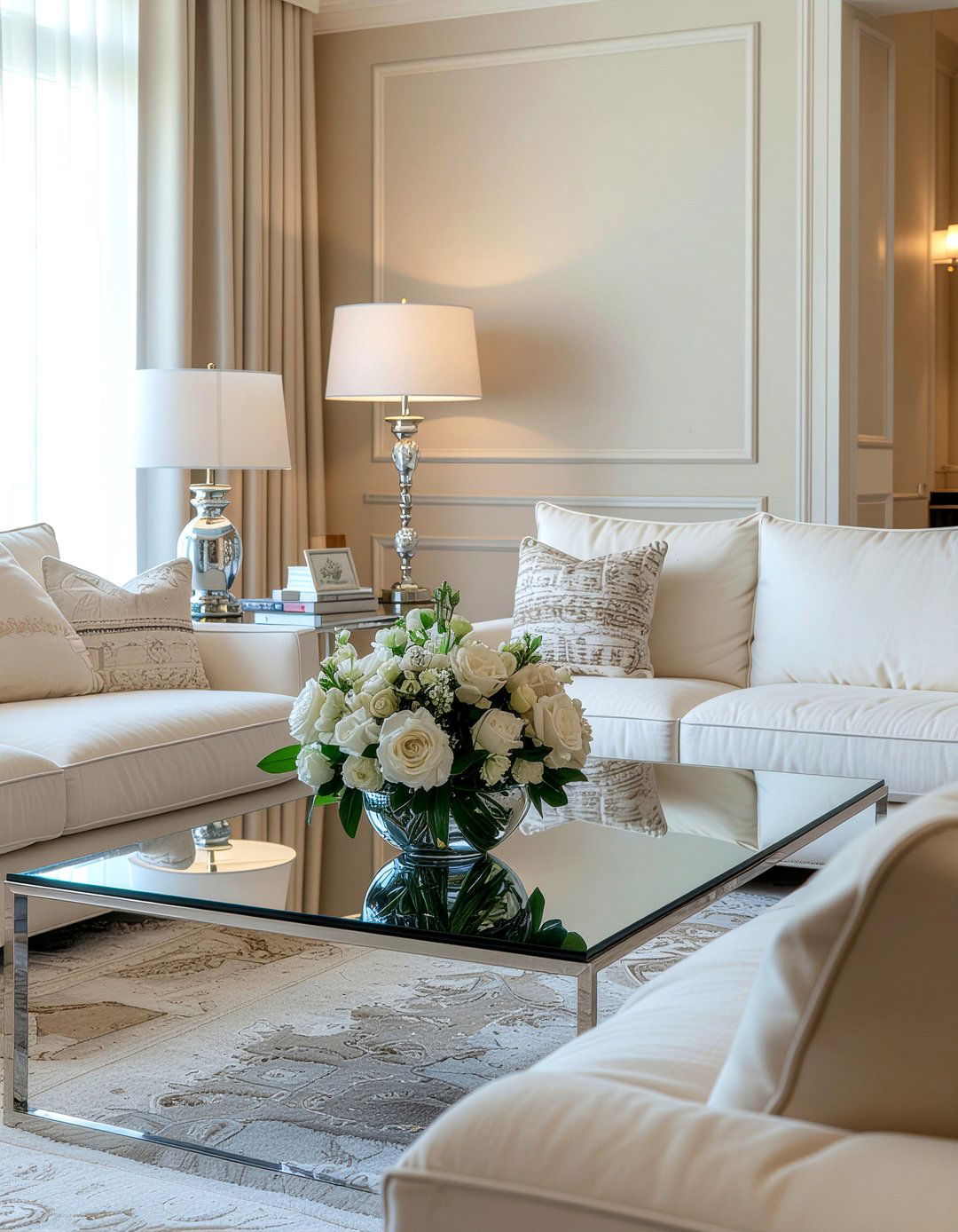 Mirrored Sofa Table - 30 living room mirrored furniture ideas