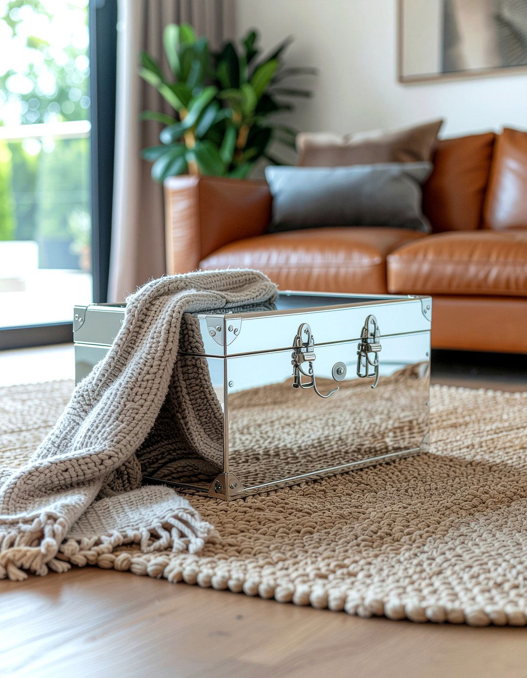 Mirrored Storage Trunk - 30 living room mirrored furniture ideas