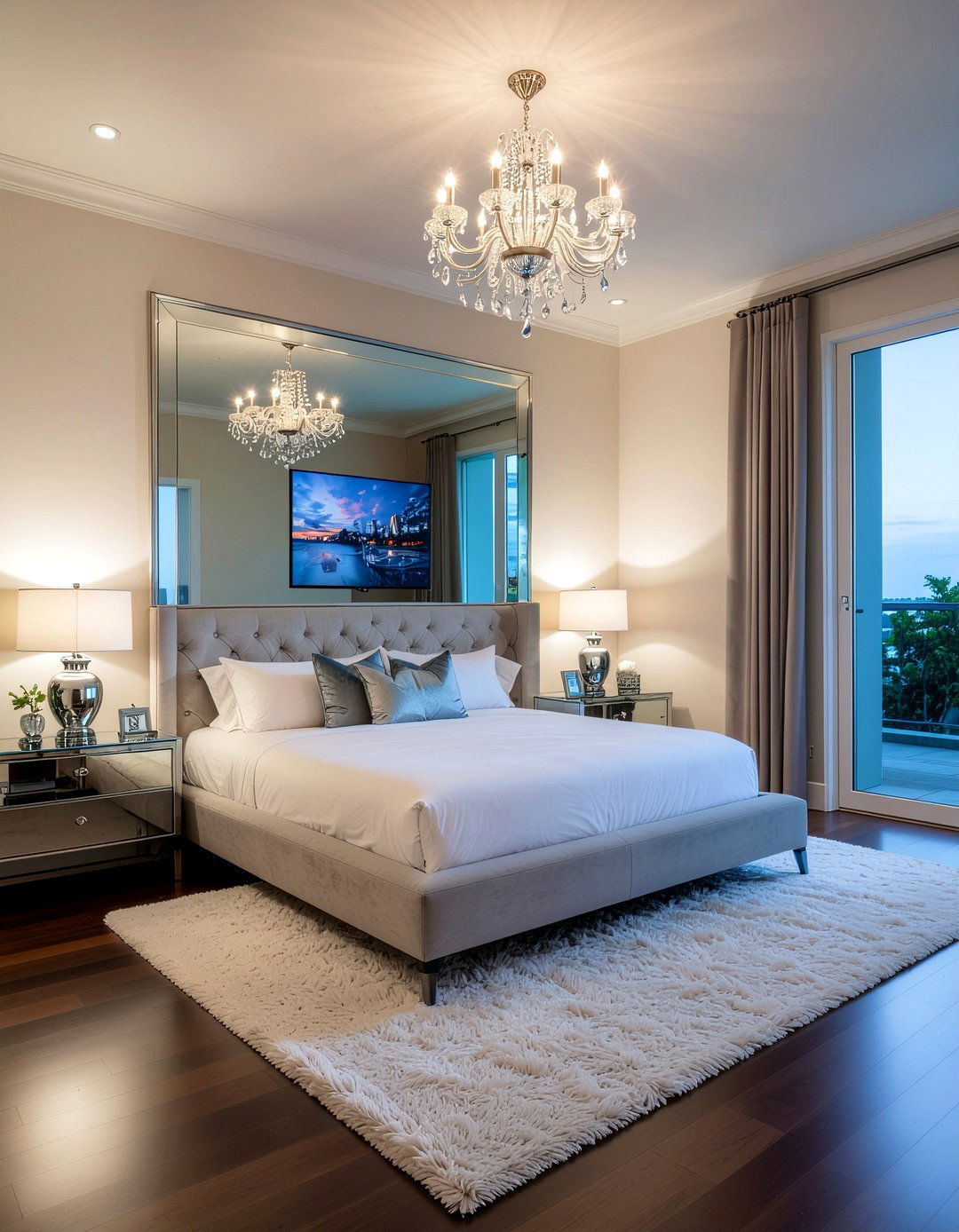 Mirrored TV Glass - 30 bedroom tv ideas