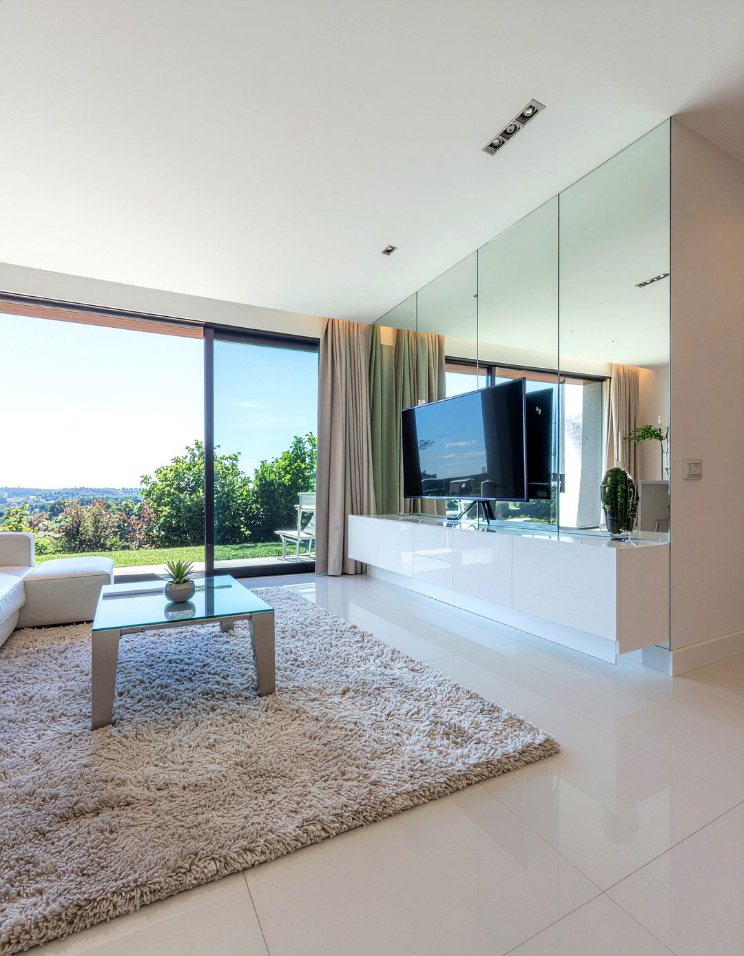 Mirrored TV Niche - 30 living room tv niche ideas