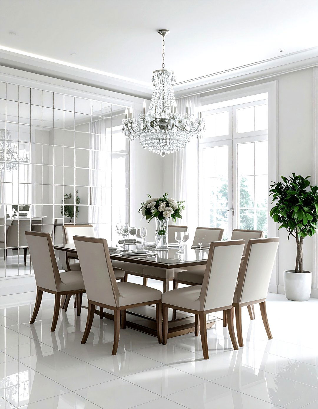 Mirrored Tile Wall - 30 dining room feature wall ideas