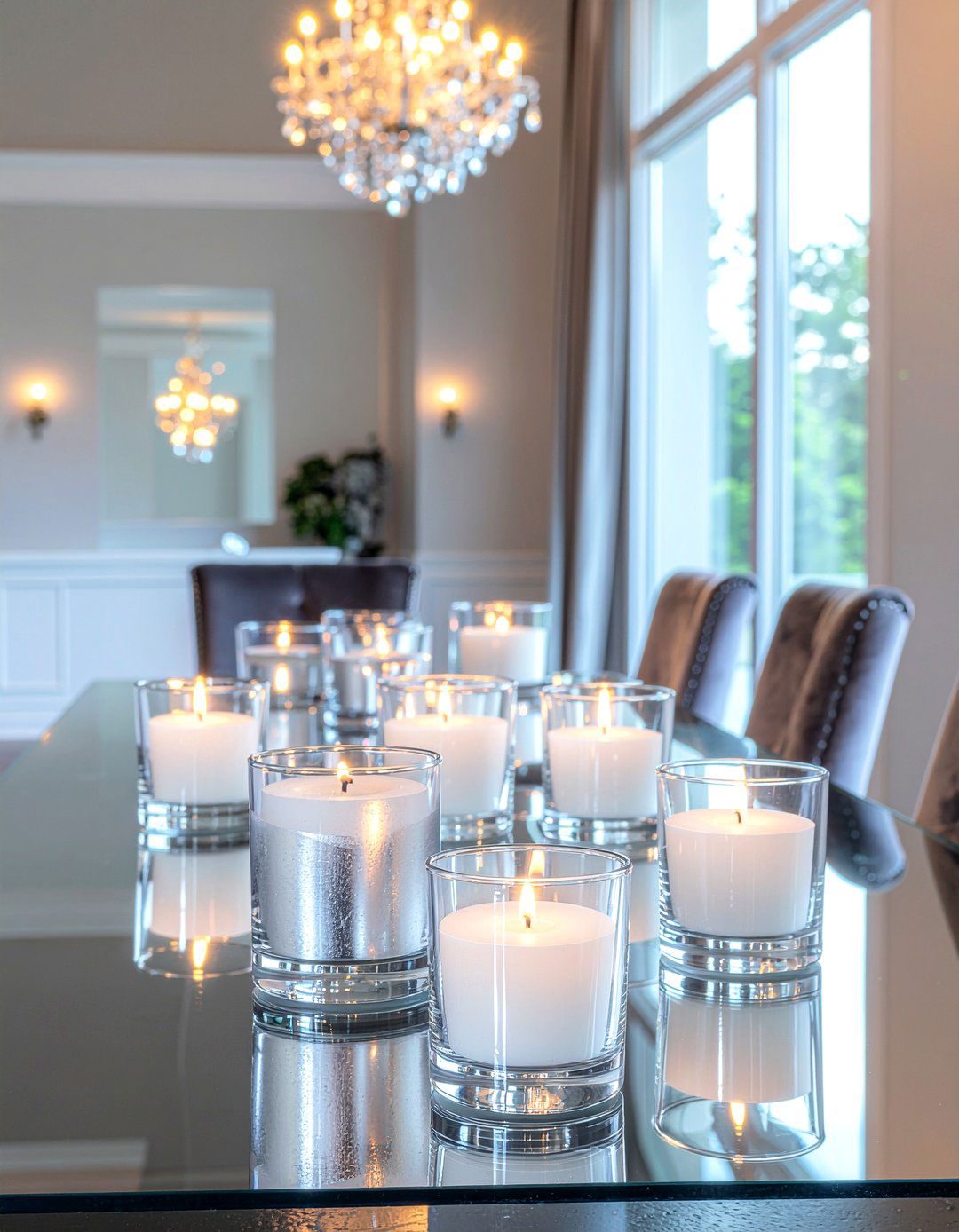 Mirrored Tray Candlelight Decor - 30 candlelit dining room ideas