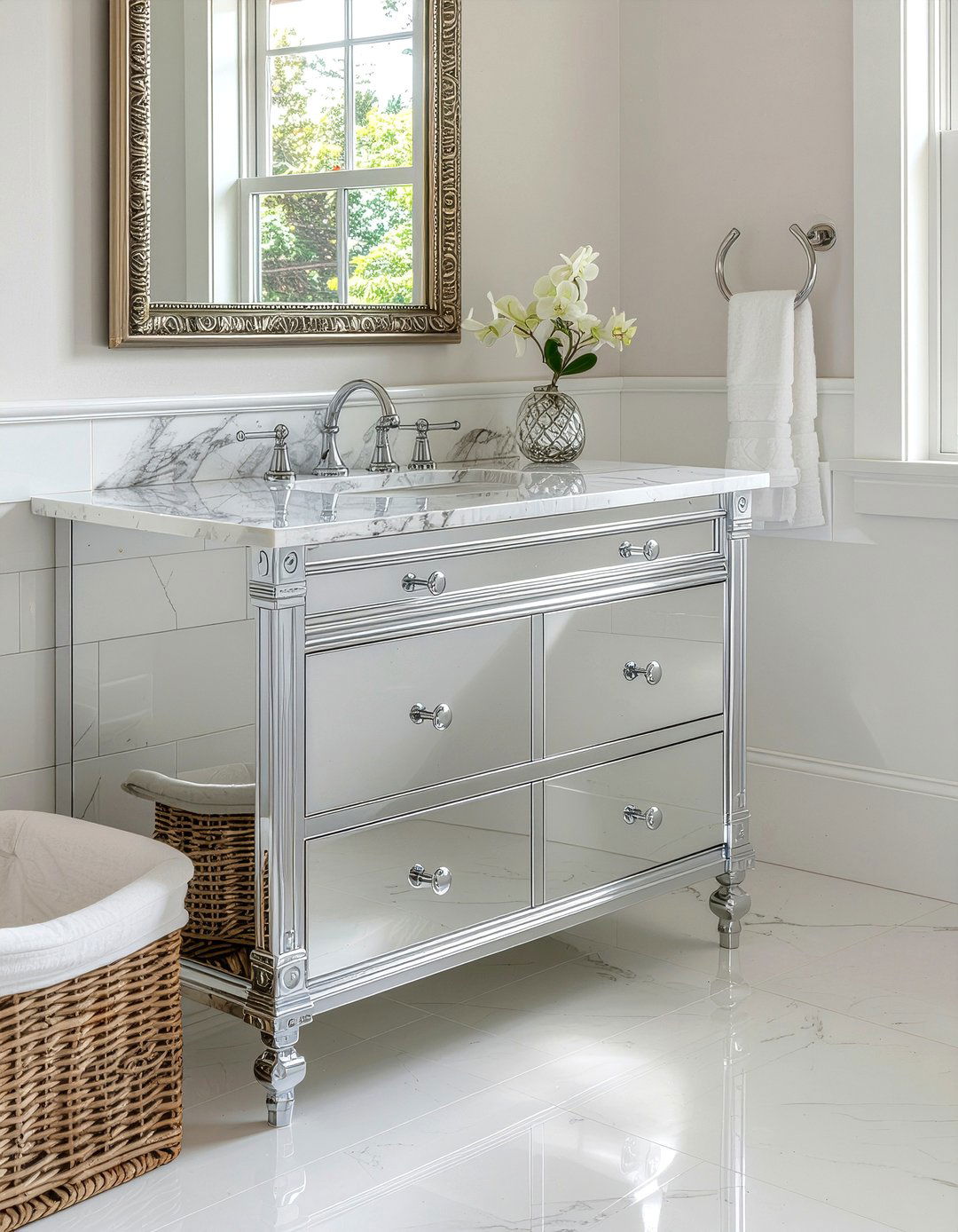 Mirrored Vanity Bathroom - 30 glam bathroom ideas